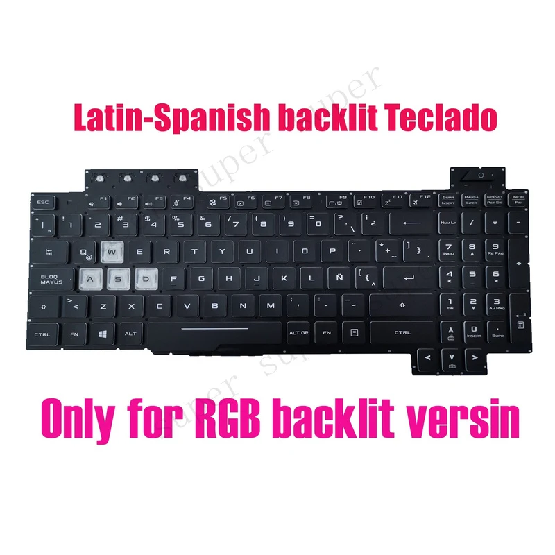Клавиатура SSS+ с латинско-испанской раскладкой и подсветкой для ASUS FX505D FX505DY FX505DD FX505DT FX505DU