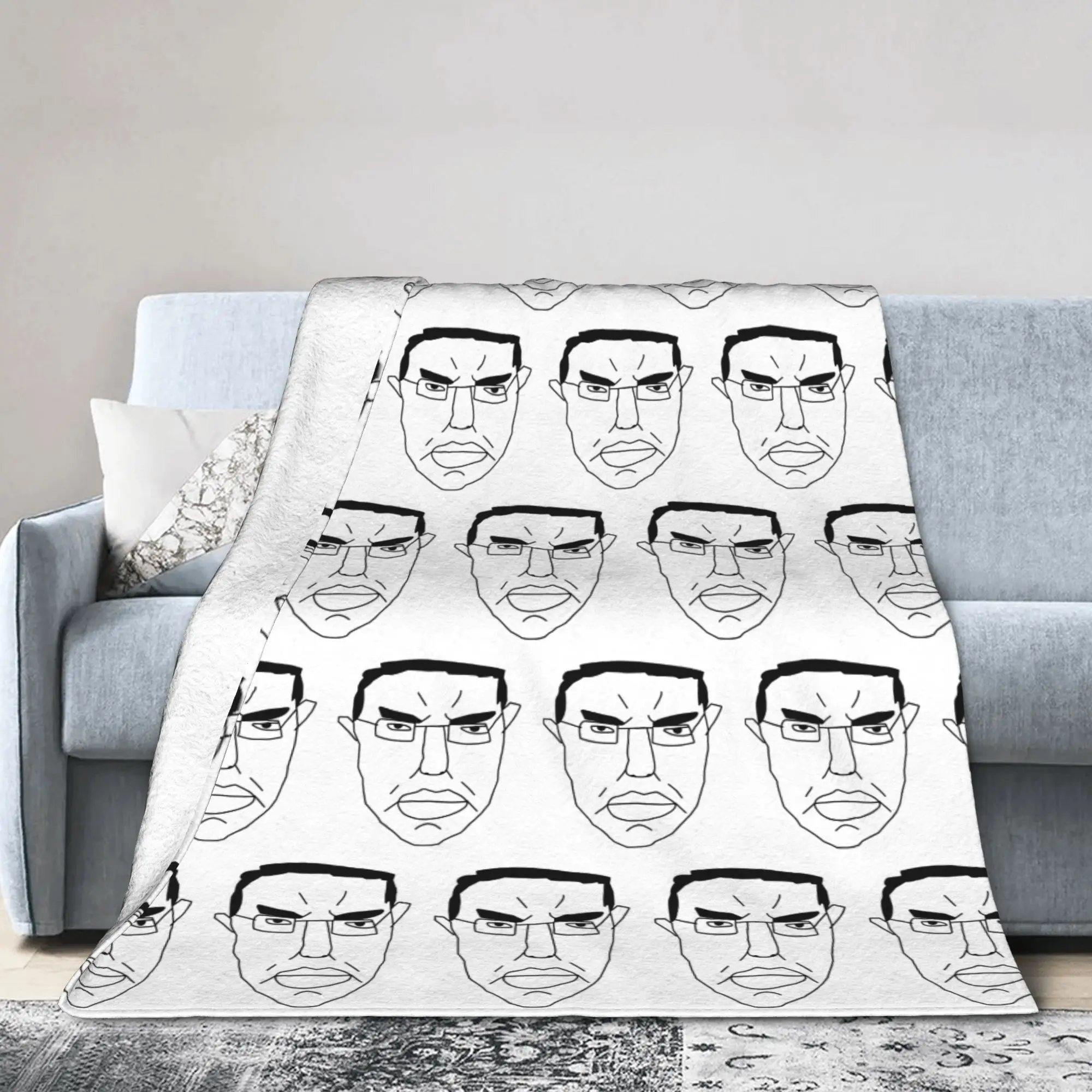 Chudjak Chud Meme Angry Cartoon Blanket Flannel Printed Funny Breathable Thin Throw Blankets for Bedspread