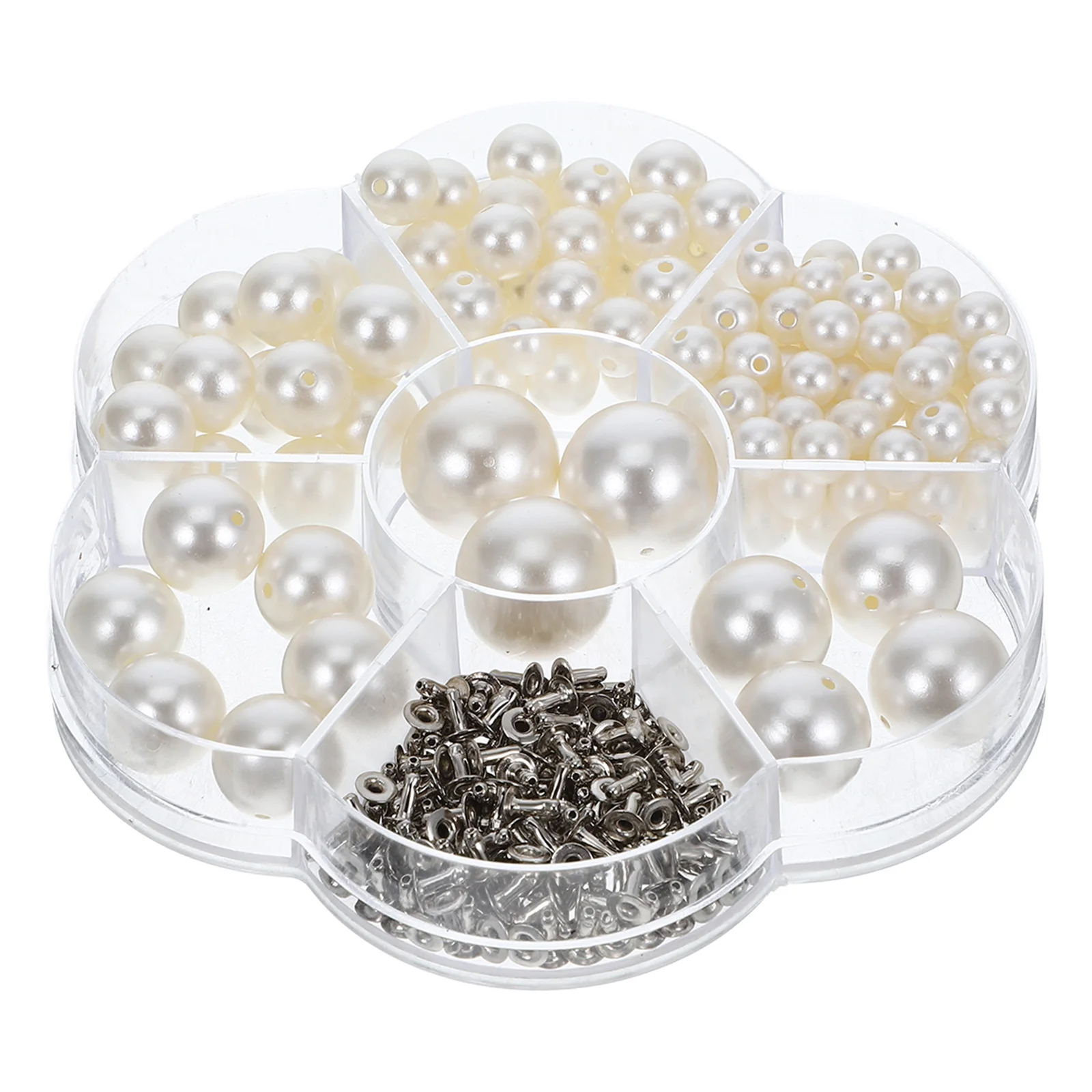 

Faux Pearl Rivets Studs Small Pearl Beads DIY Projects Jewelry Making Bracelets Decorative Beads Holes Faux Pearls for Crafts