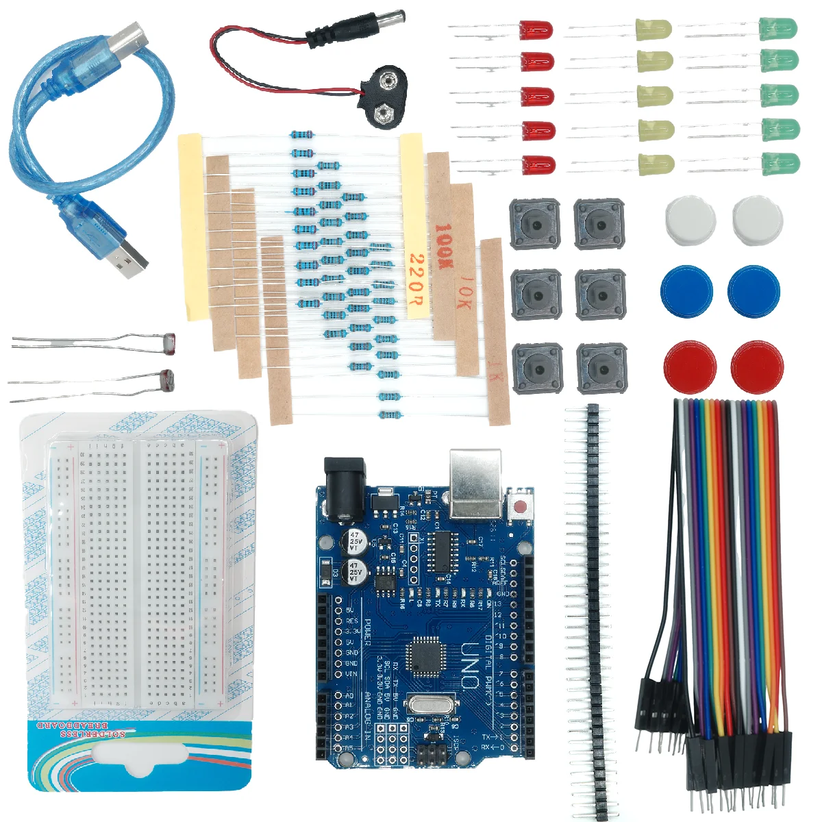 Kit de Inicio para UNO R3, Mini Placa de Pruebas, LED, Cable de Conexión, Botón para Arduino, Kit de Bricolaje, Educación Escolar, Laboratorio