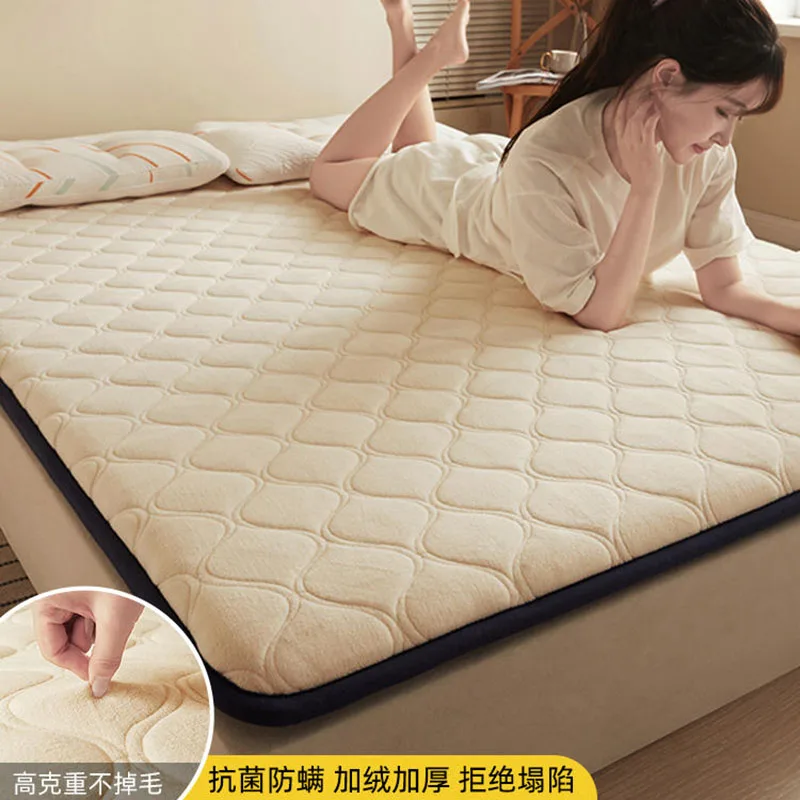 Milk fleece mattress cushioned home bedroom winter wool bed coral fleece plus fleece pad Single student dormitory