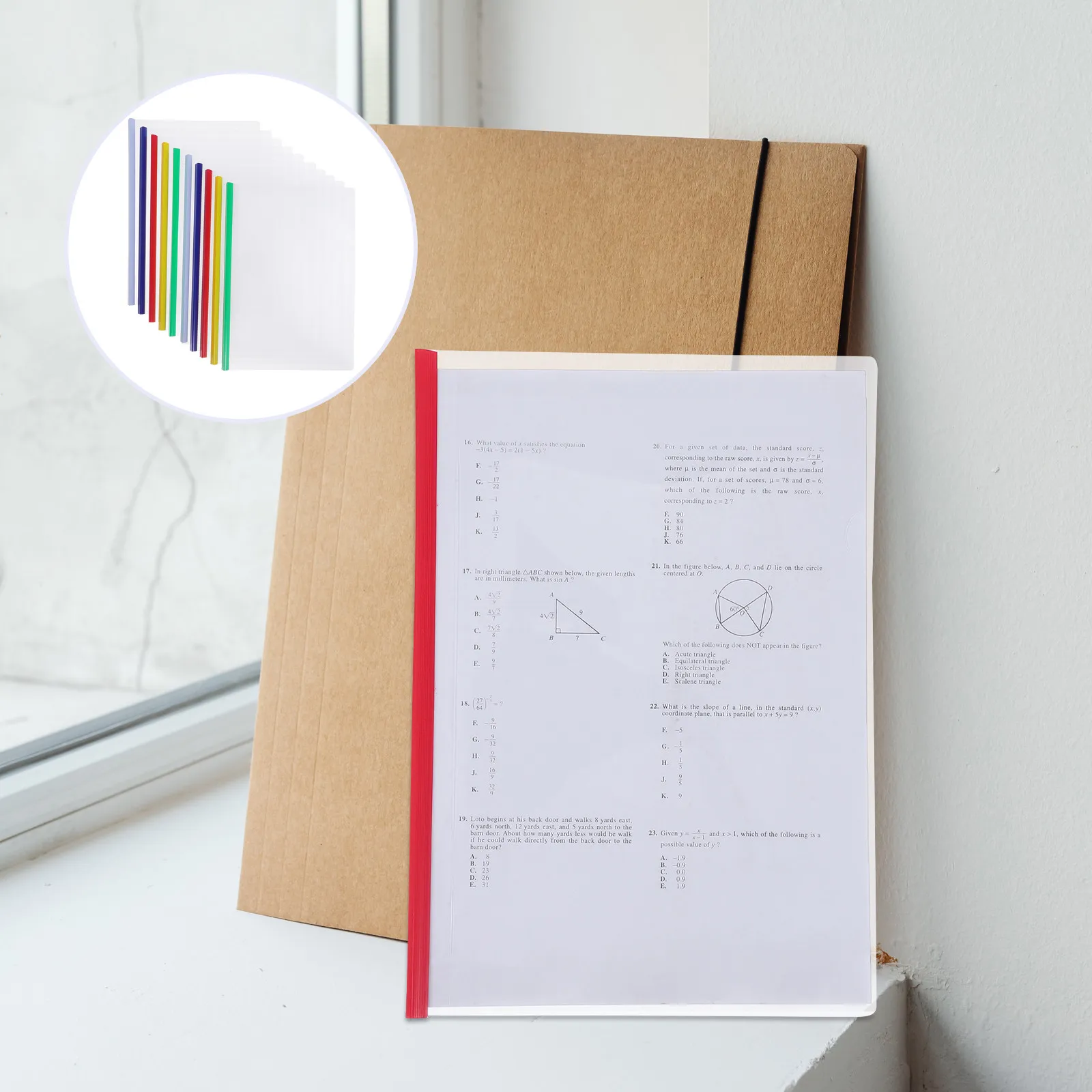 

10Pcs Transparent Plastic File Folders A4 Size Colored Sliding Bar Holder Non-Slip Locking Mechanism for School Office Home