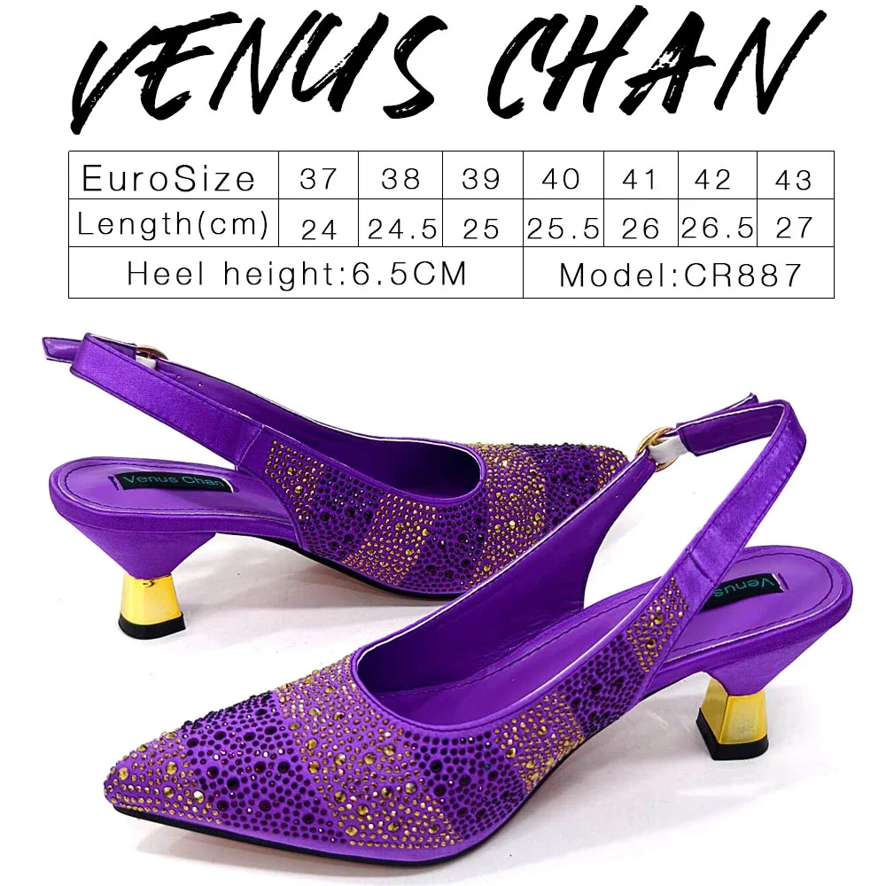 Venus ChanItalian Style Evening Party Shoes And Bag Set Hollow Design Bag With Shoes Elegant Comfortable Mid-Heeled Women Shoes