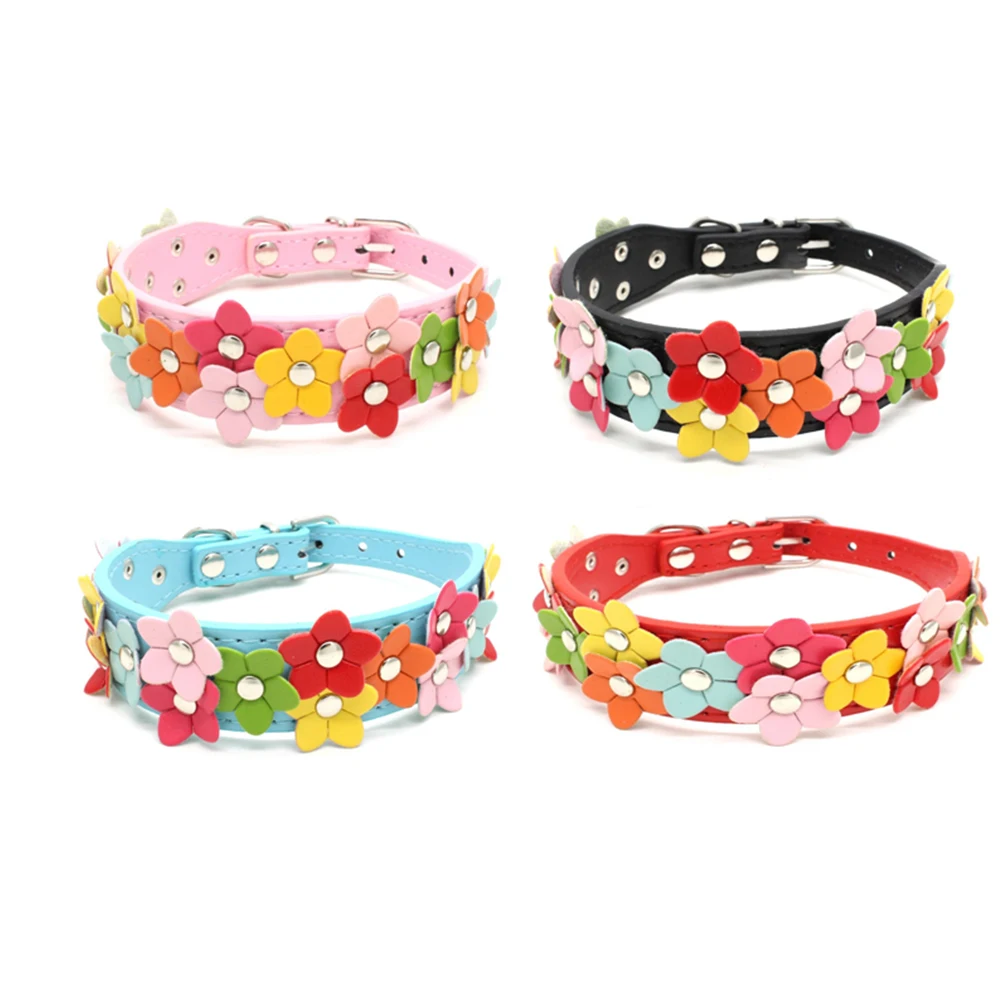 

Pet Collar Pet dog collar Adjustable pet collar PU pet collar Flower pet collar