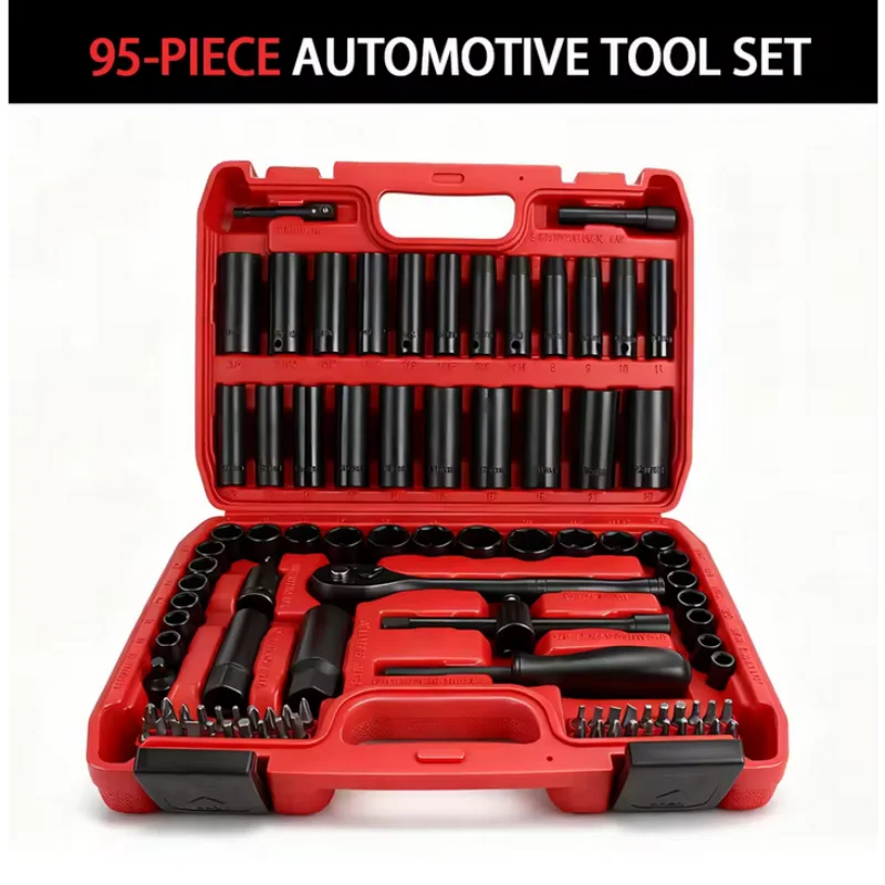 Pneumatic 95-Piece Ratchet Wrench Socket Set - 3/8