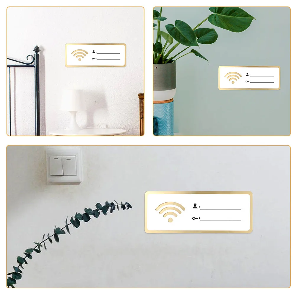 3Pcs WiFi Password Sign Acrylic Desk Table Hotel Office Decor Wall Mounted Wireless Network Sign 8x20cm Account Password