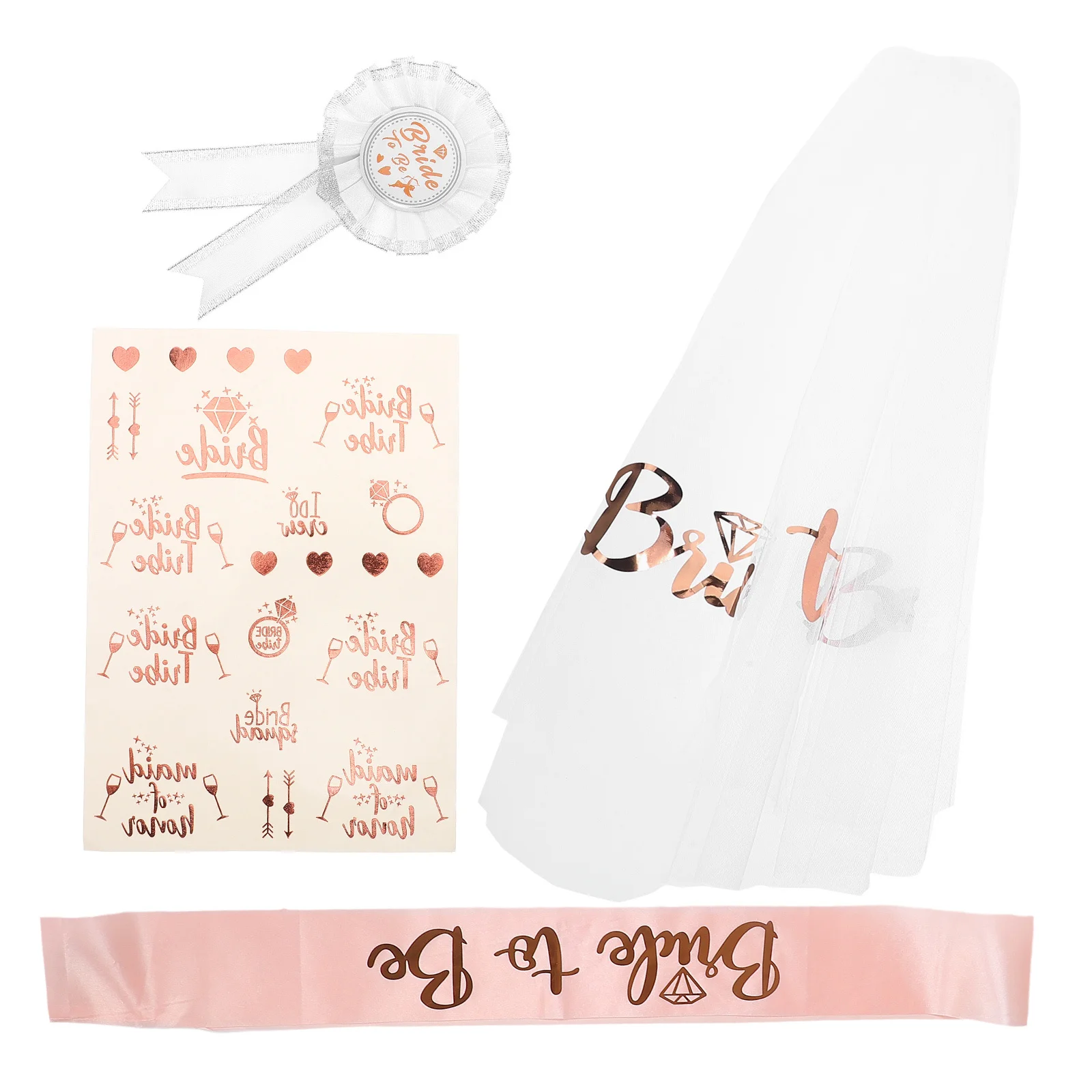 

1Set Bride to Be Veil Sash Stickers Set Bridal Shower Bachelorette Party Accessories Wedding Decoration Bridal Party Sashes