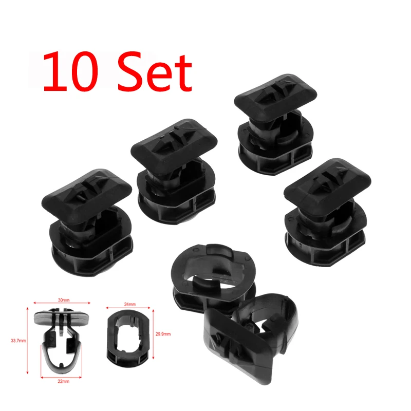 

10set Side Skirt Bracket Clips & Grommet For Mercedes For Benz R170 W202 W203 W204 W208 W210 Clip Fasteners Black Nylon Car Part