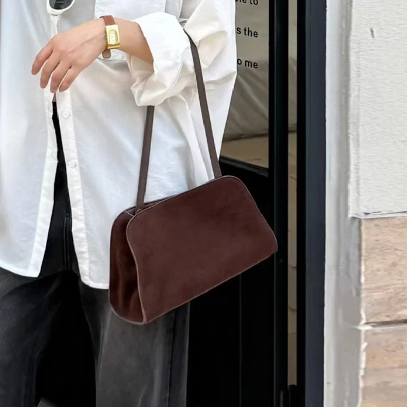 

Luxury Brand Shoulder Bag New Fashion Suede Matte High Quality Leather Handbag Simple Autumn Commuter Women's Crossbody Bag