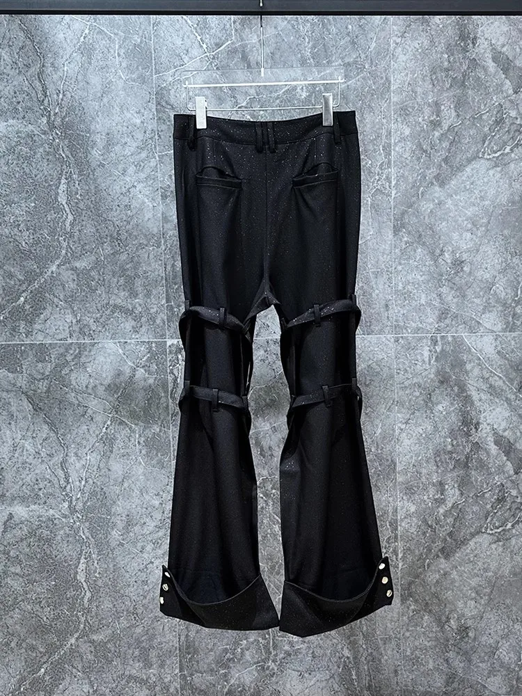 Men Bell-Bottoms Pants Cargo Sweatpants Casual Autumn Cross Black Designer luxurLong Trousers