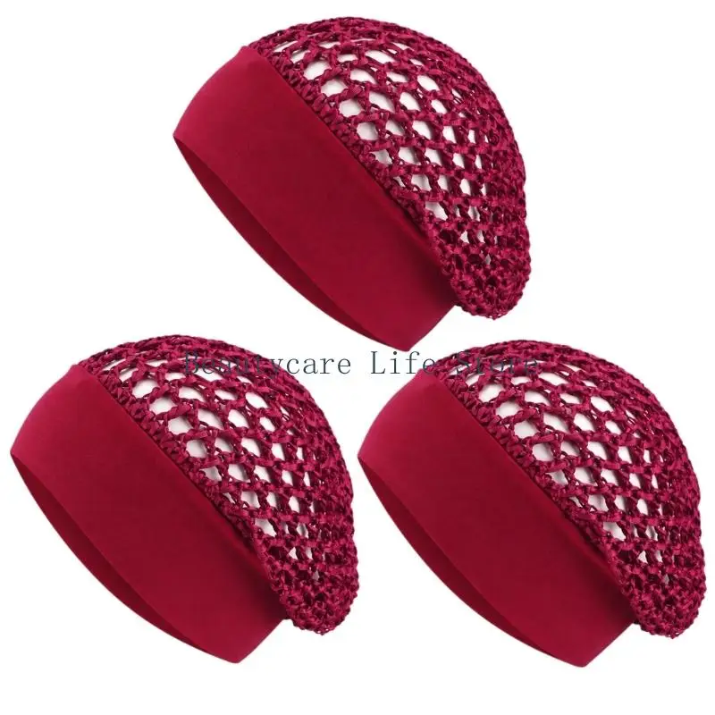 652C Open-Weave Hair Net with Wide Elastic Band, 3-Pack for Holding Buns, Updos, and Loose Strands During Hair Styling