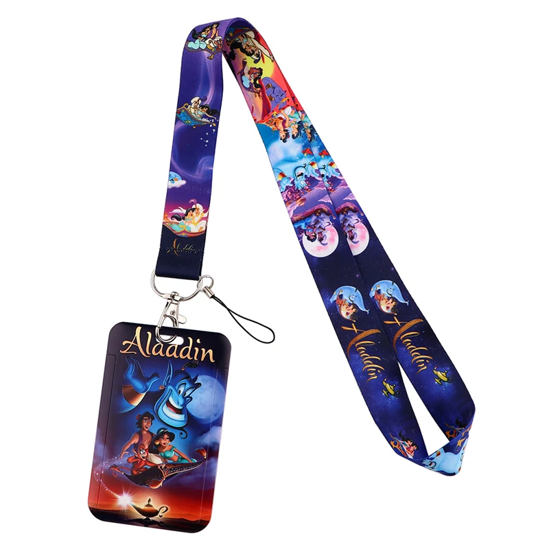 Aladdin and the magic lamp Art Cartoon Anime Fashion Lanyards Bus ID Name Work Card Holder Accessories Decorations Kids Gifts