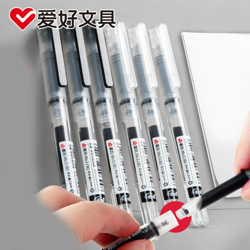 Quick-drying 0.5mm Roller Pen Black Red ink Straight Liquid Rollerball Gel Pen for School Office Stationery Supplies F19E