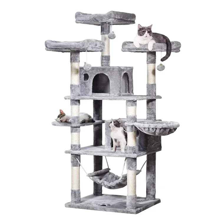 

Luxury High Quality Wood Modular Entertainment Scratching Post Tower Platform Cat Tree Tower with House