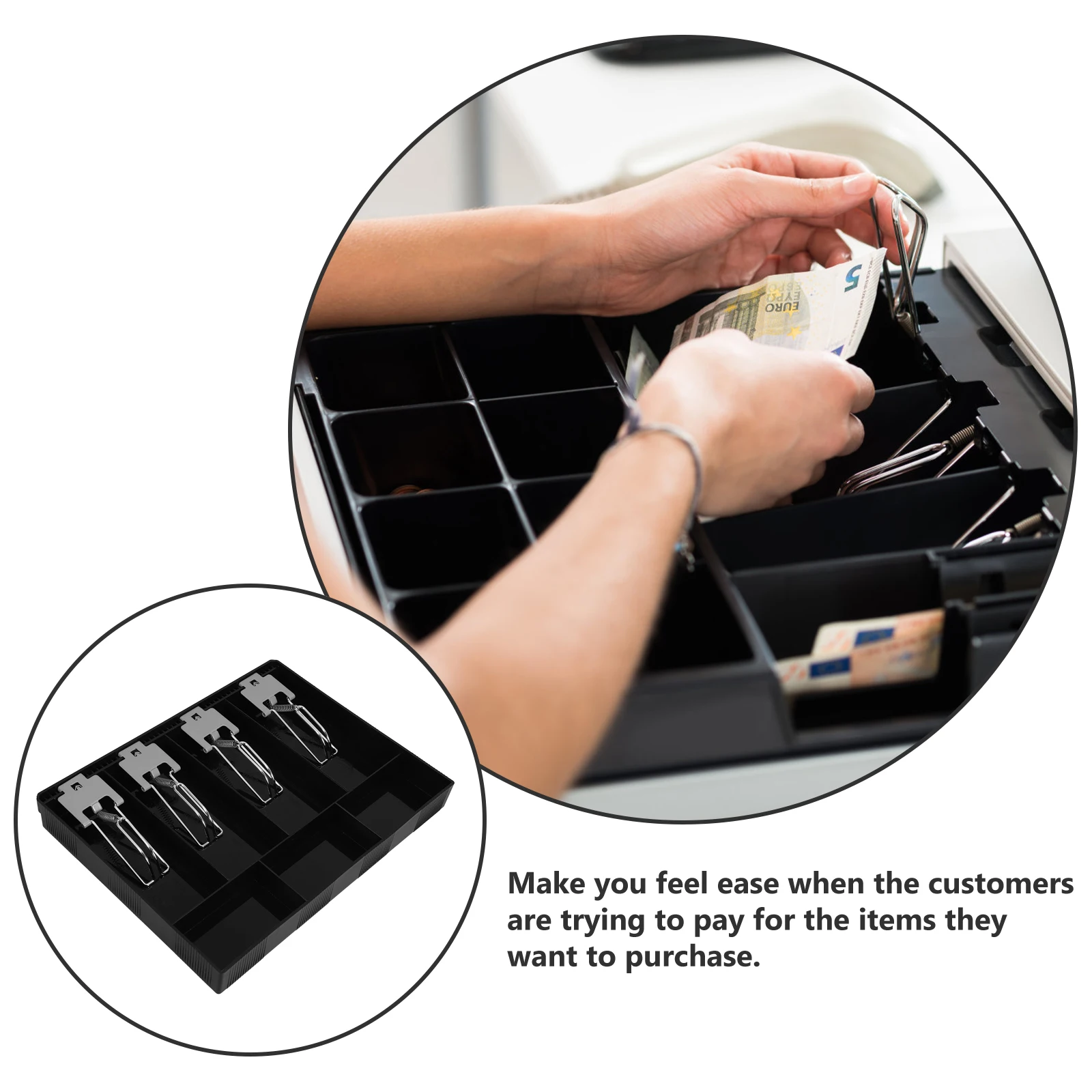 

Multi-compartment Cash Register Box Money Drawer Tray for Insert Organiser Coin Organizer Drawers