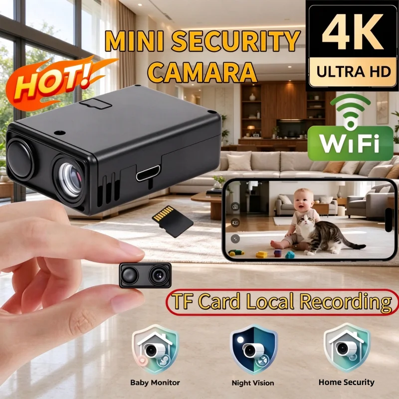 4K Camera WiFi Wireless Monitor Night Vision Remote Motion Detecting Camcorders Security Protection Indoor Surveillance  New