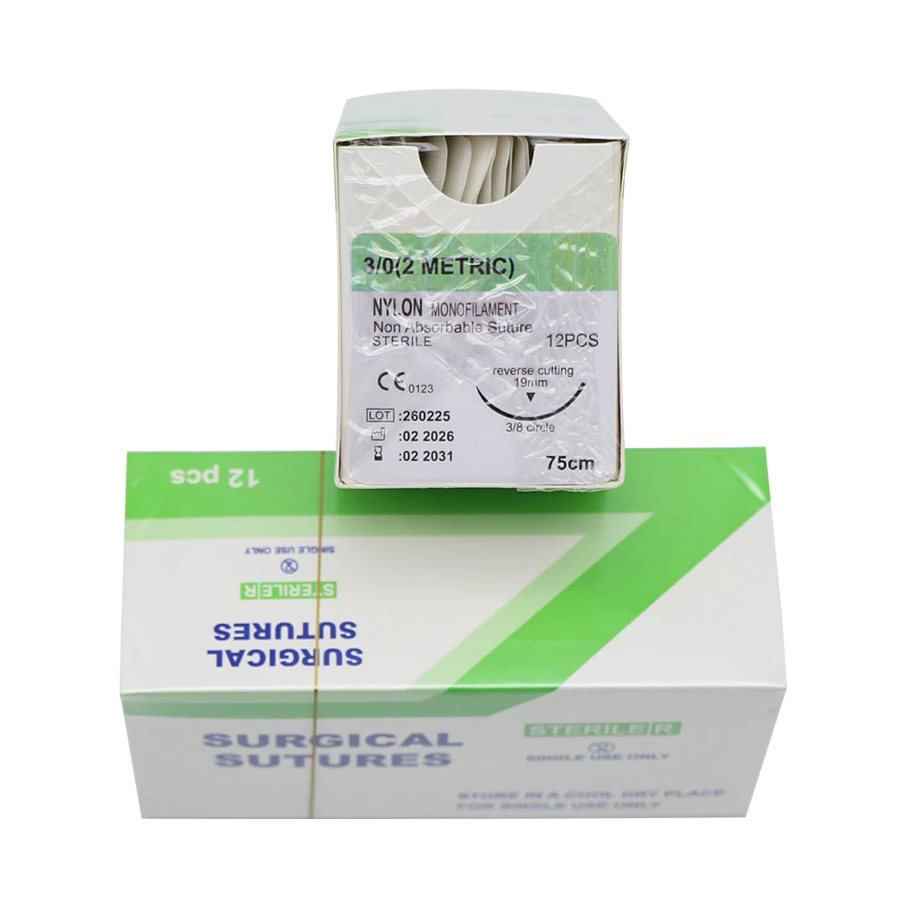 1 Box Seide/Nylon Multimaterial 75/90CM mit Nadel, resorbierbarer Nahtfaden, steril, für Tiere/Haustiere, 0/1/2/2-0/3-0/4-0 – Detail 5