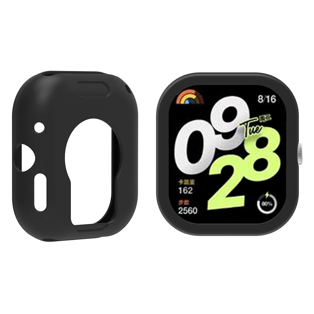 

Для Xiaomi Redmi Watch 4, силиконовый защитный чехол, чехол для умных часов с защитой от царапин - черный