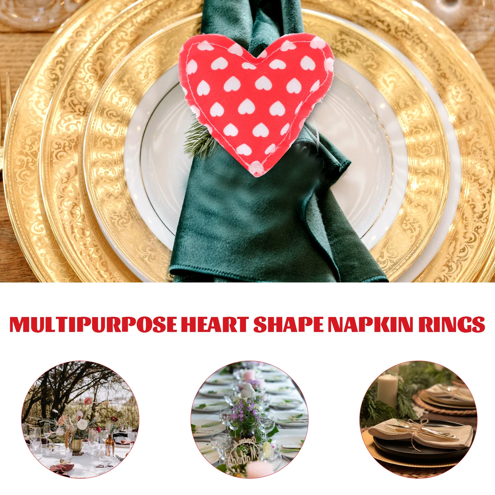 

8pcs Napkin Rings Heart Shape Premium Material Wedding Valentine Holiday Decor Serviette Ring Tablecloth