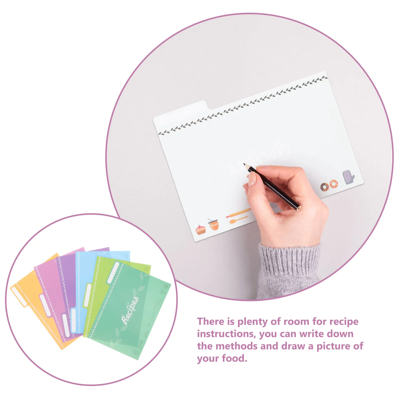 25Pcs Recipe Cards Bright Color Premium Paper Smooth Writing Convenient Kitchen Cooking Note Cards DIY Cookbook Sheets