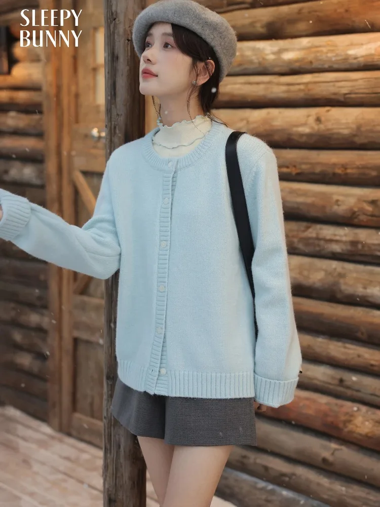 

Вязаный кардиган с вышивкой, женский свободный шерстяной свитер, пальто, мягкий уютный трикотаж с круглым вырезом, повседневный осенне-зимний наряд