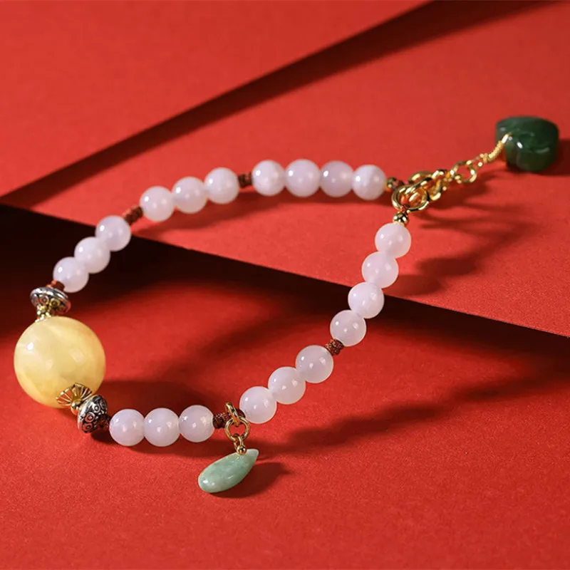 

Uglyless Natural Jade Amber Beads Gems Bracelets for Women Emerald Jasper Charms Gemstone Bracelet 925 Silver Summer Dress Jewel