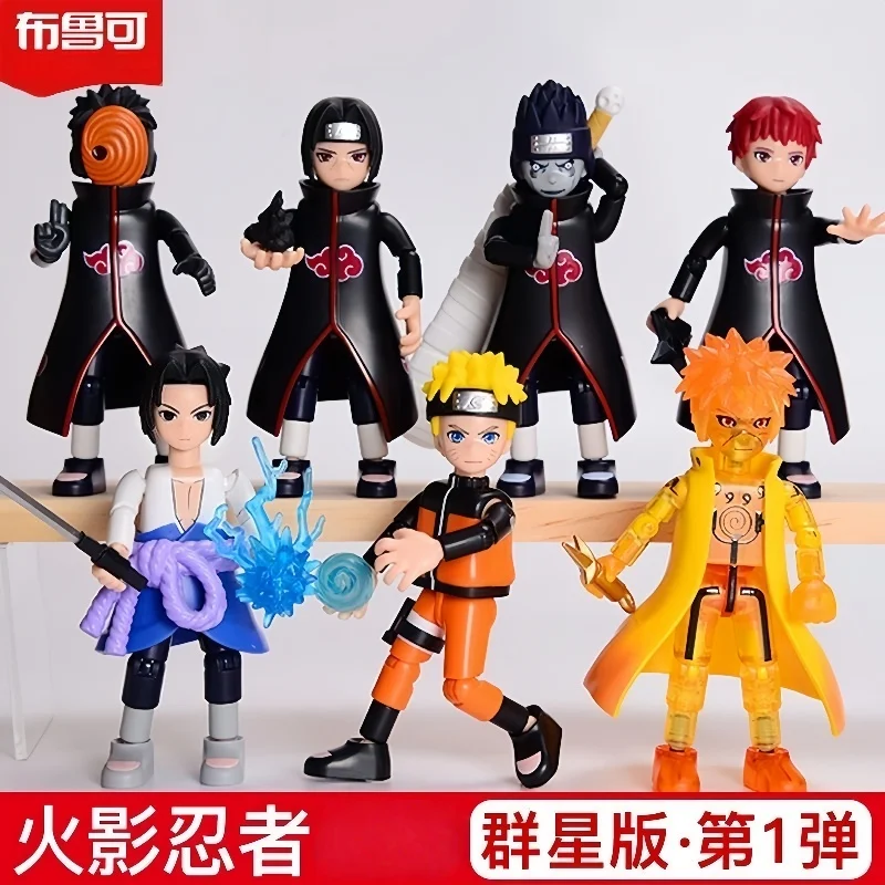 Blokees ตัวเลขการกระทํา DIY ของเล่น Uzumaki Uchiha ตุ๊กตา Kakashi Movable Splicing ของเล่น Jiraiya กล่องตาบอดเด็กของขวัญวันเกิด