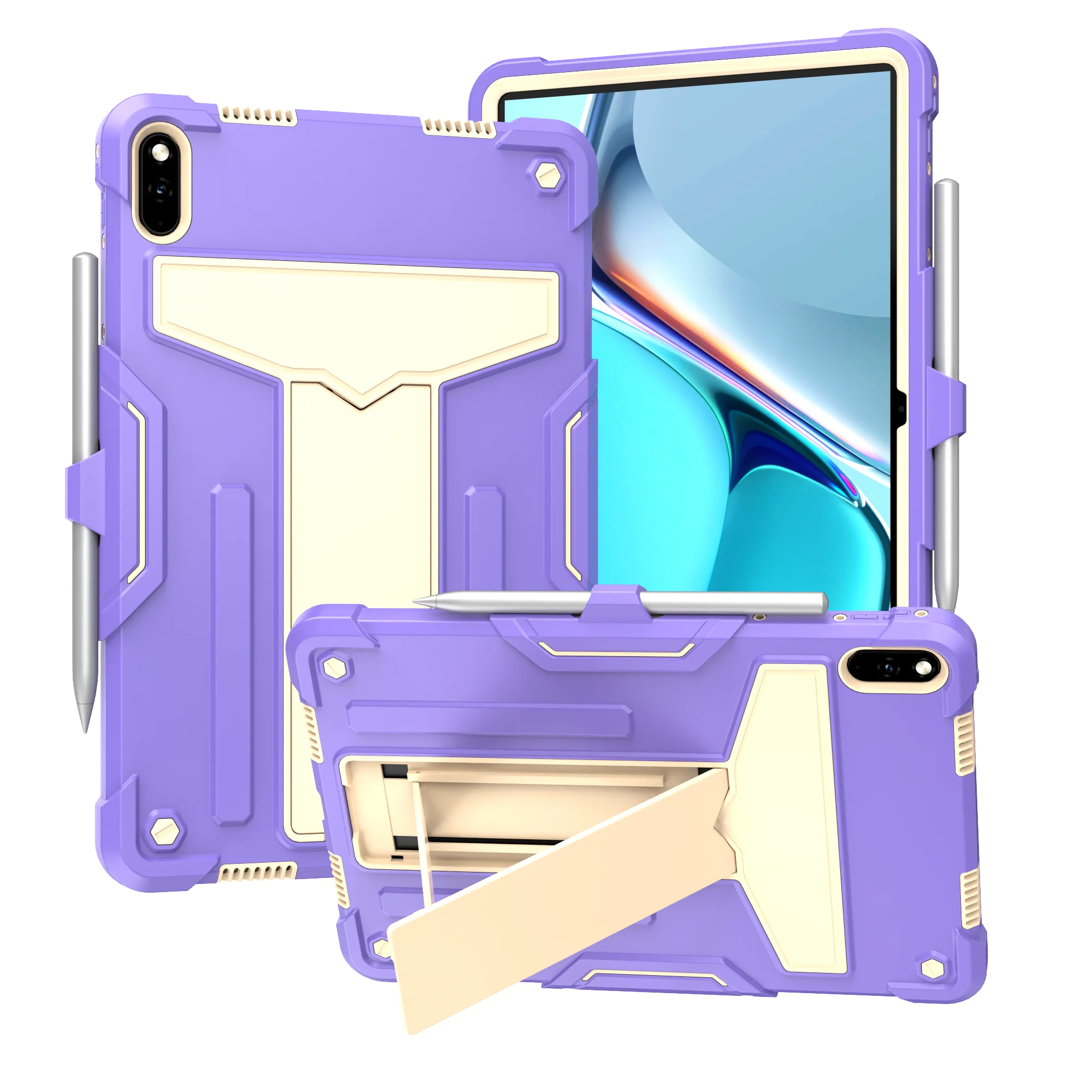 

Tablet case for Huawei MatePad 11 (2021), with a T-shaped built-in stand, contrasting design, and precise hole position