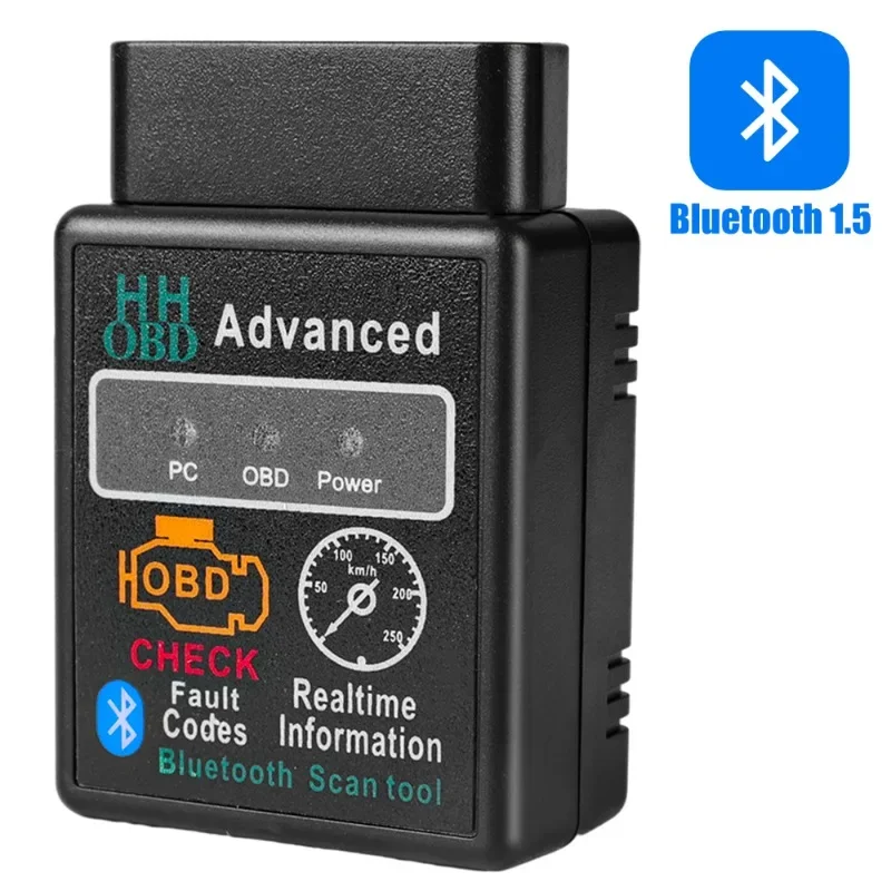 Car HH OBD Bluetooth Scanner Read and Erase Car Fault Code Engine Light Scanner Code Reader for Andriod Pc iOS