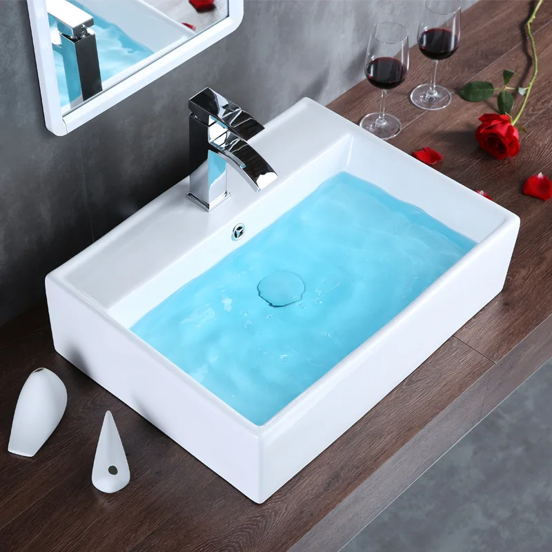 Ceramic square table basin Art basin Face wash basin Square bottom Thin edge Large