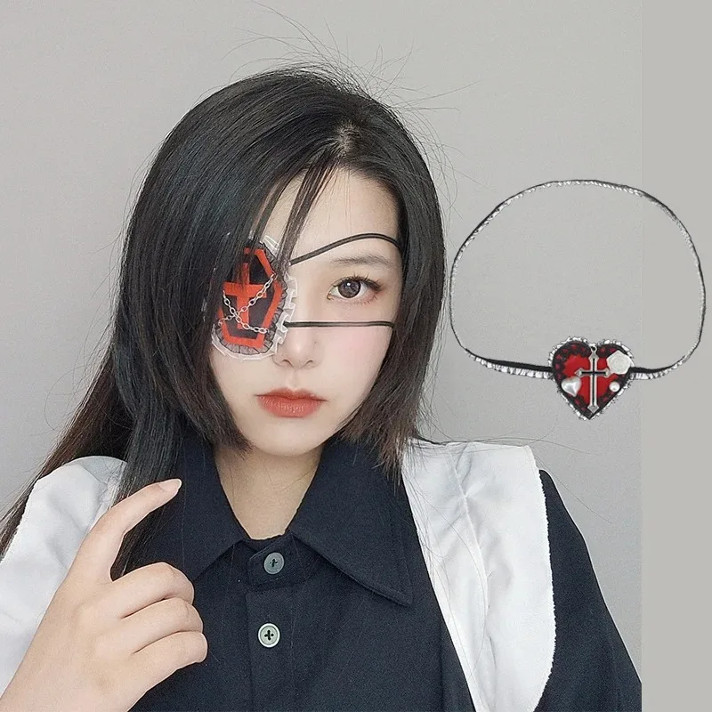 Lolita Gothic One Eye Mask Cosplay Anime Halloween Party Costumes Prop Fancy Dress Christmas Lady Girls Heart Eyewear Xmas Gifts