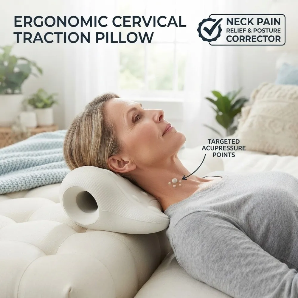 C-Shaped Contour Cervical Support Pillow Multi-Purpose Use Soft EVA Material C-Shaped Contour Pillow Acupressure Design