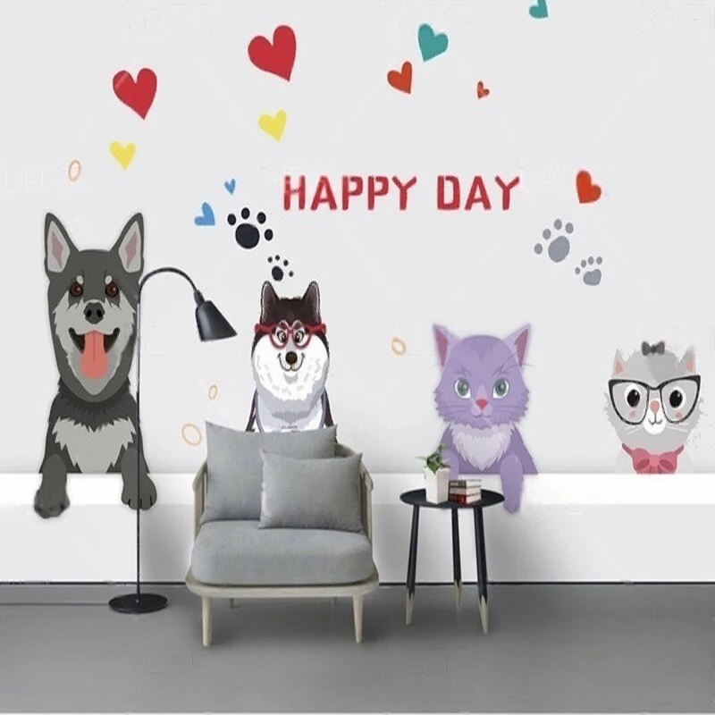 

MU9027 Cute animal cartoon pet children's stickers baby room decoration stickers background wall