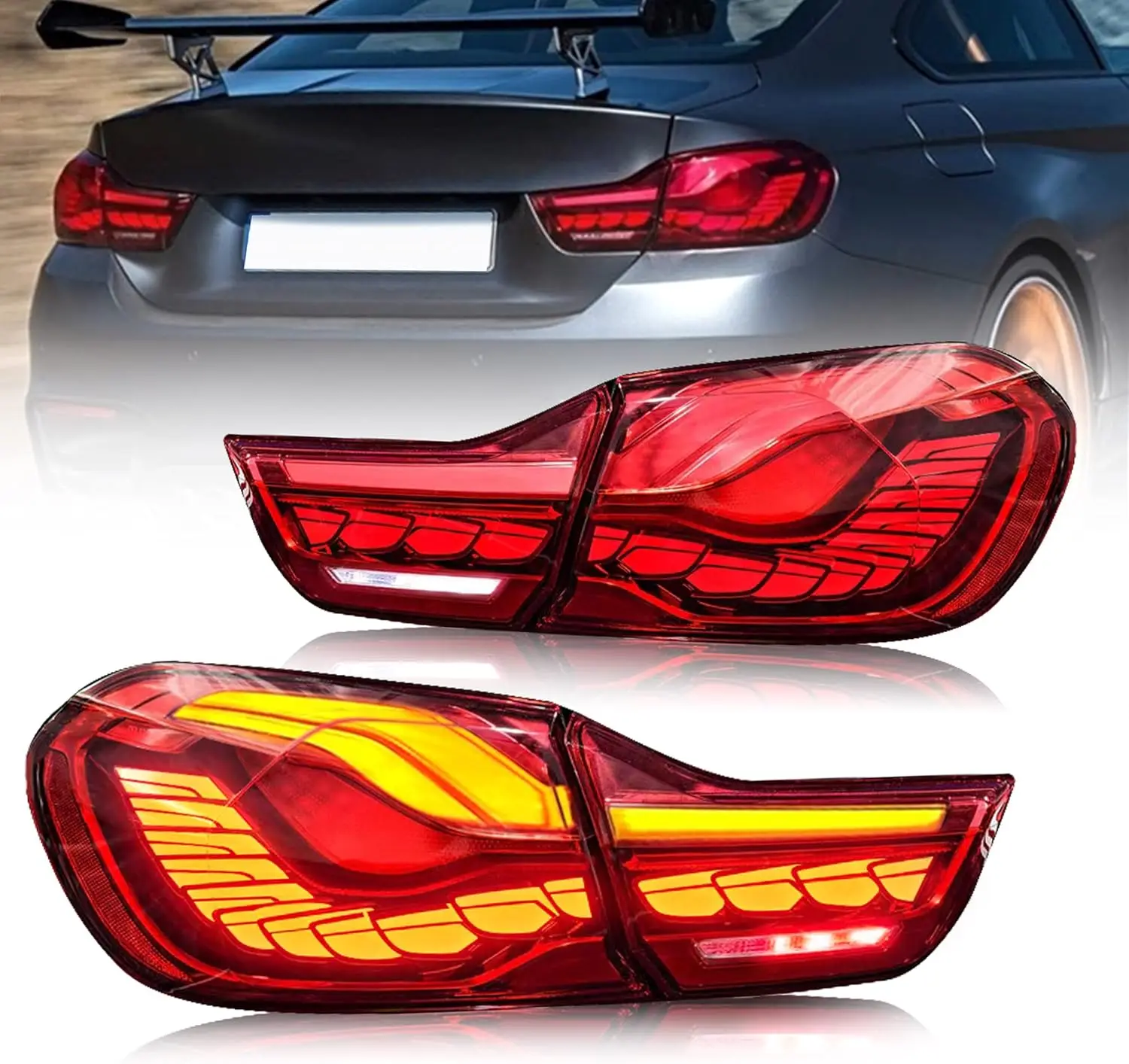 Pair Red Tail Light Assembly For BMW M4 4 Series F32 F33 F36 F82 F83 Sedan/Convertible/Coupe 2014-2020 Rear Lamps