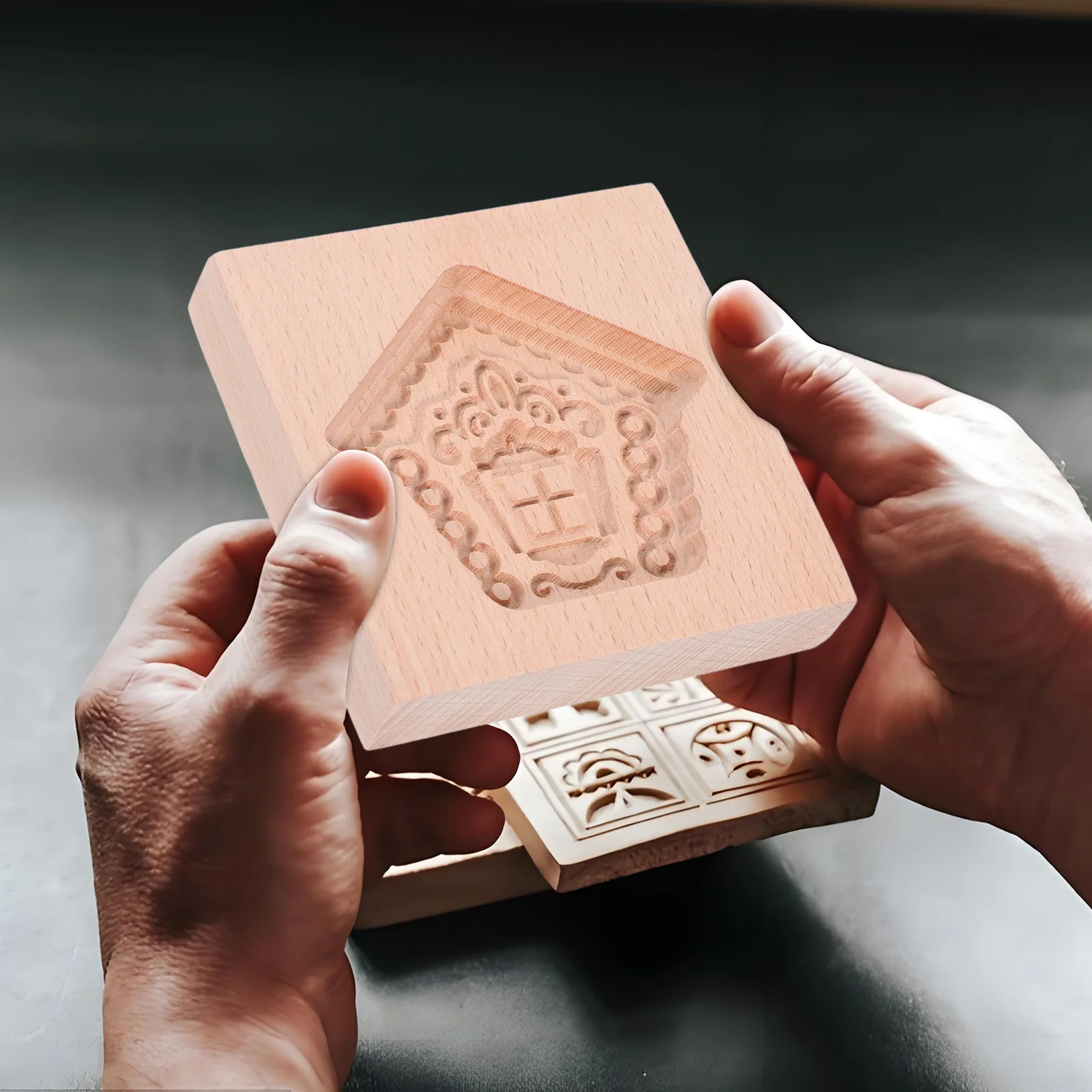 Stampo per timbri per biscotti fai-da-te Stampi per goffratura natalizia per le vacanze da cucina per cuocere taglierina in legno