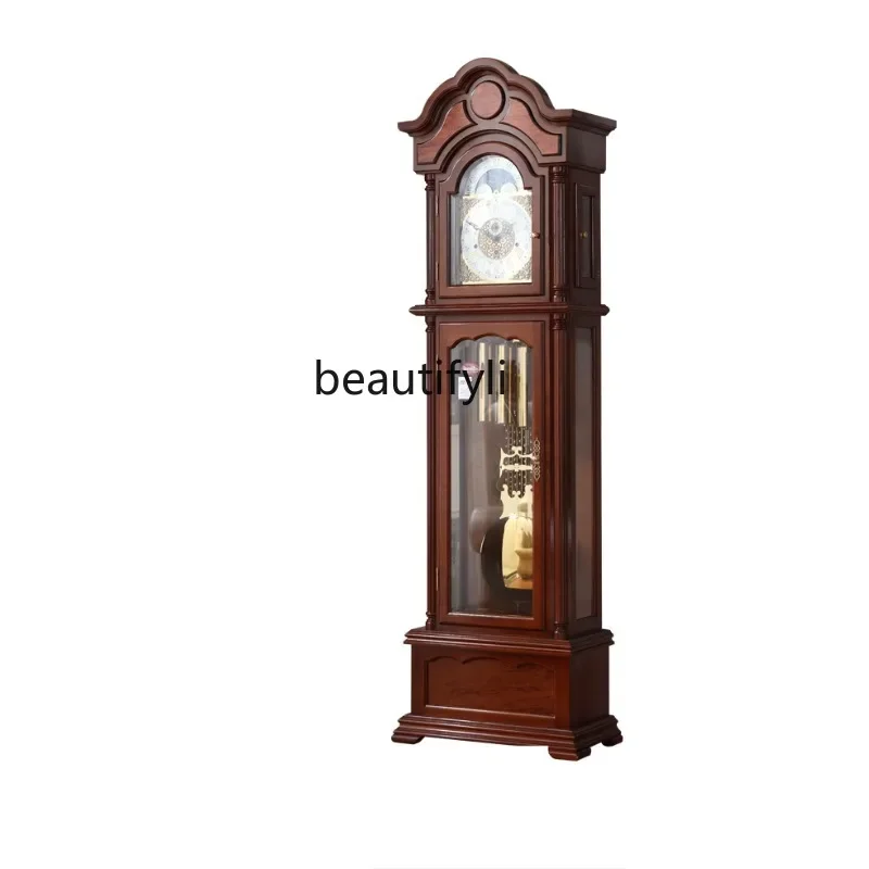 European Machinery Standing Grandfather Clock Living Room Villa Luxury Pendulum Clock Chinese Retro Floor Clock