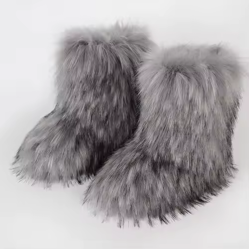 Women's Winter Snow Boots Outdoor Luxury Furry Faux Fox Fur Boots Woman Plush Warm Platform Shoes New Fashion Bottes Big Size 46 - Image 18