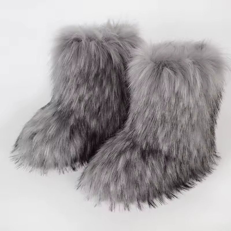 Women's Winter Snow Boots Outdoor Luxury Furry Faux Fox Fur Boots Woman Plush Warm Platform Shoes New Fashion Bottes Big Size 46 - Image 18