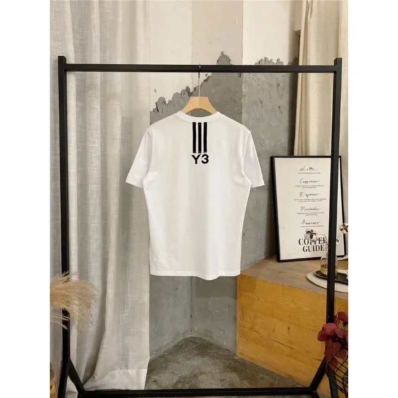 Color contrast stripes couples pure cotton bottom half sleeve loose round neck short sleeve T-shirt men and women alike