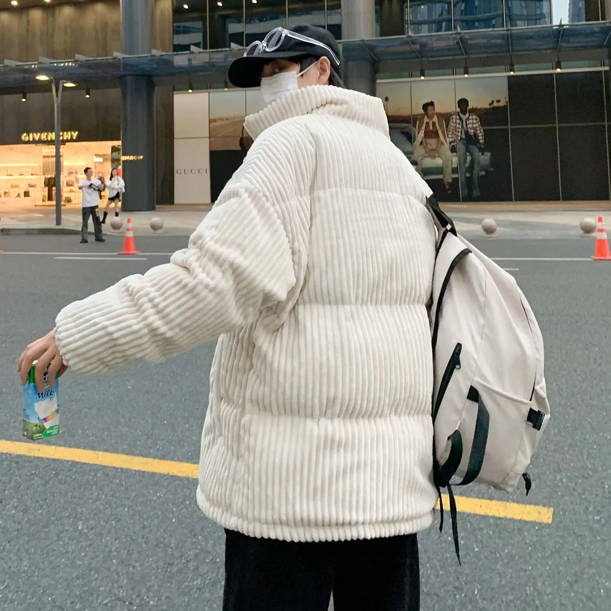 الرجال خمر سروال قصير سترات فضفاضة زوجين سستة معطف سميك الشتاء الوقوف طوق أبلى الصلبة موضة الخريف كل مباراة سترة الذكور