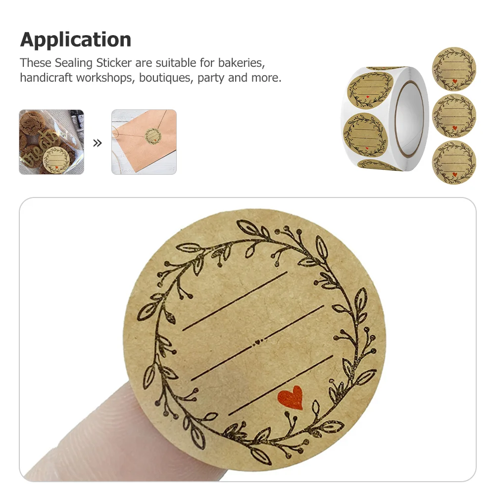 500 Pcs Stickers Labels Gift Packing Multi-use The Flowers Seal Kraft Paper Decorative Sealing