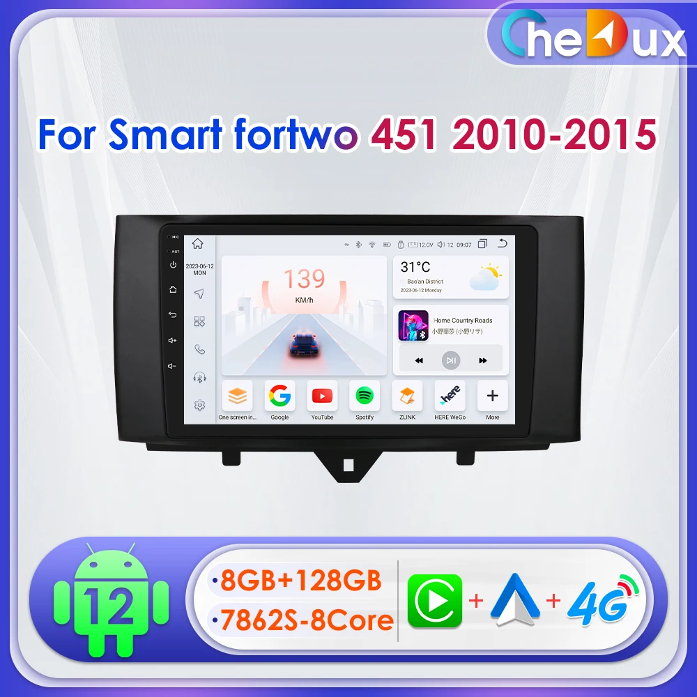 

Chedux 9 дюймов Android авто автомобиль Raido для Mercedes Benz Smart Fortwo 451 2010 - 2015 мультимедиа Carplay Авторадио GPS DSP RDS BT