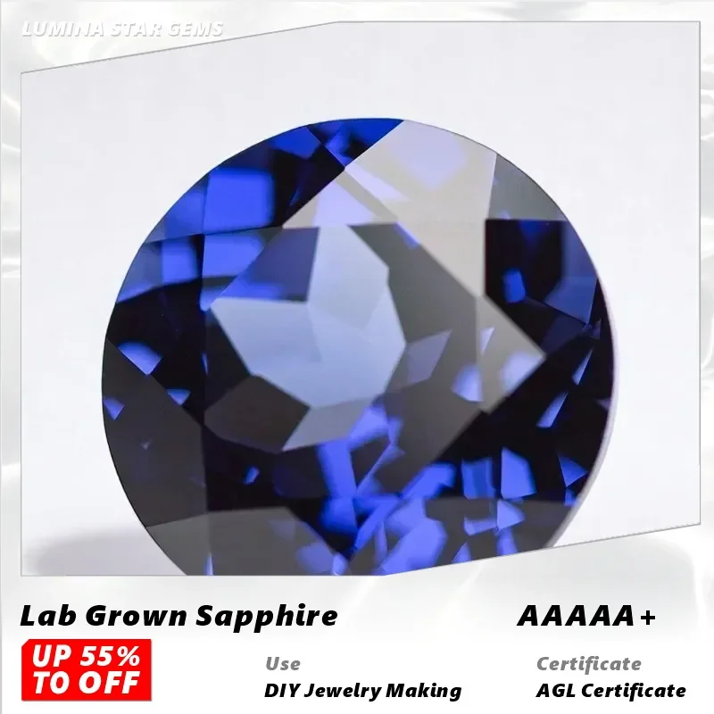

L-Lab Grown Sapphire Royal Blue Color Round Shape Charm Bead for Diy Jewelry Making Pendant Materials Selectable AGL Certificate