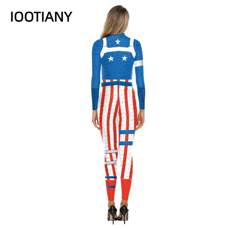 Iootiany Red Stripe 3d Print Sexy Blue Bodysuit Halloween Cosplay Chorus Bodysuit Adult Flag Bodysuit Stage Performance Set 2025