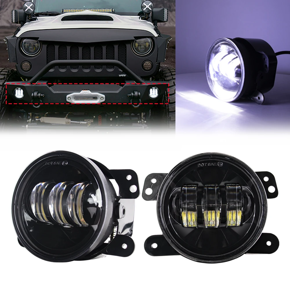 

Противотуманные фары для Jeep Wrangler JK LJ TJ 4-дюймовый круглый светодиодный белый Halo Ring Angel Eyes Белая лампа DRL Лампа угловые глаза Автомобильные аксессуары