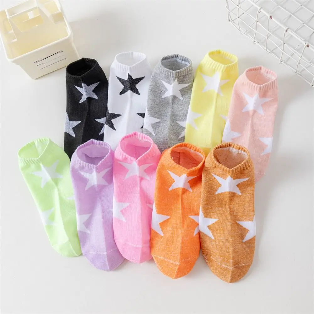 

10Pairs Fashion Summer Y2K Star Short Socks Breathable Elastic Boat Socks Cotton Hosiery Invisible Socks Sport