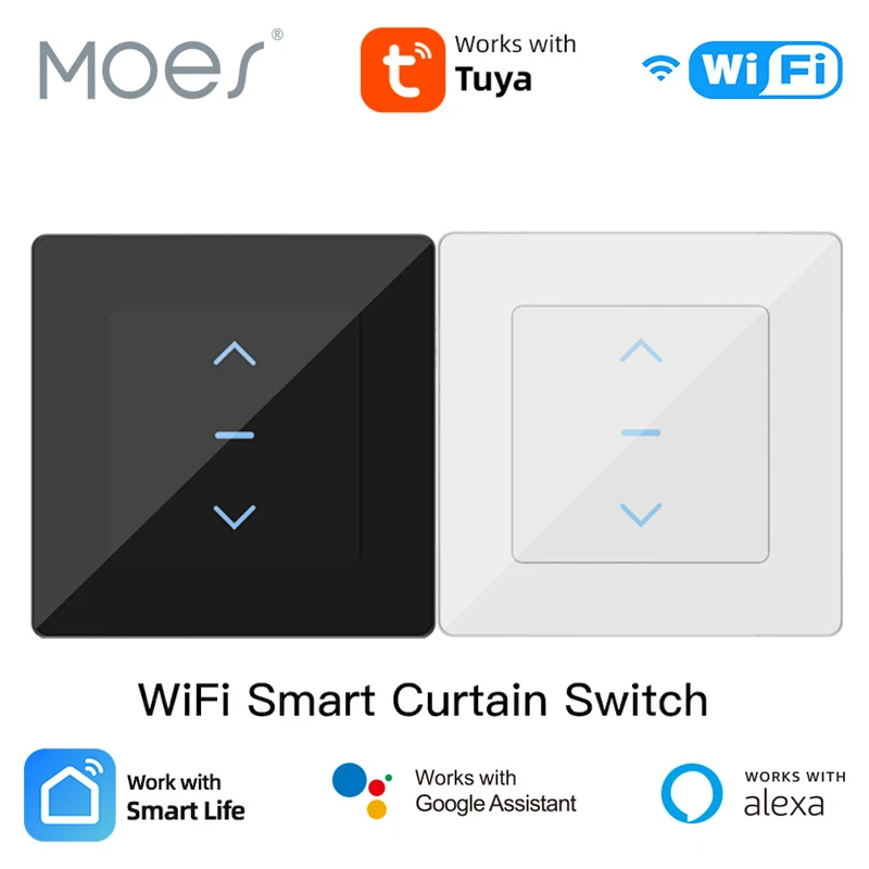 

MOES Tuya Wi-Fi умный переключатель для штор сенсорный дизайн для моторизованных штор и рулонных штор приложение Smart Life для Alexa Google Home