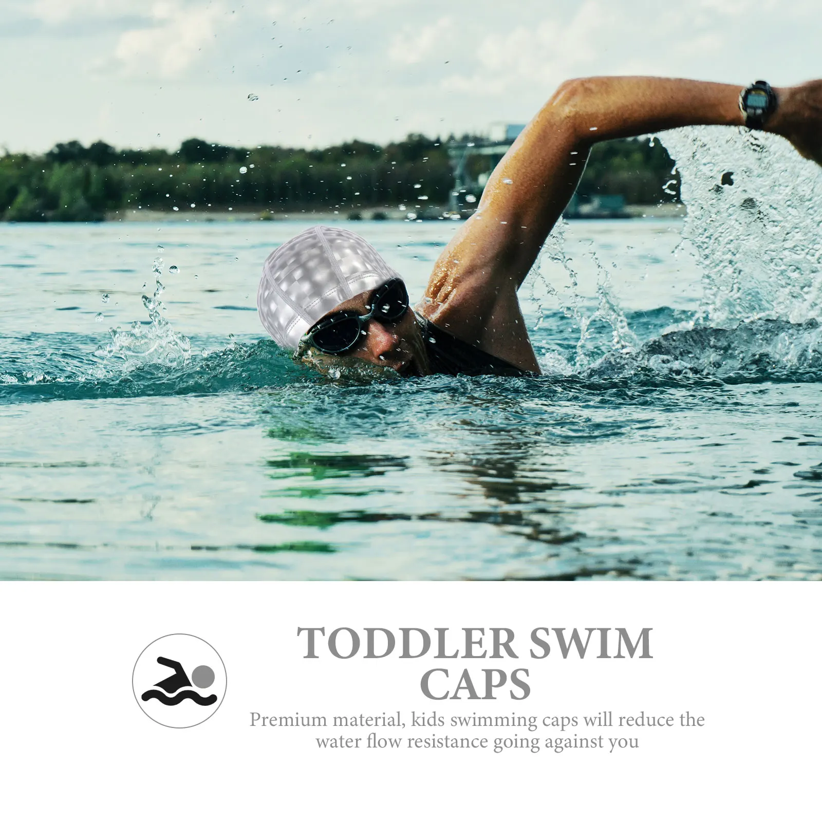 قبعة سباحة للنساء البالغات مطلية بالبولي يوريثان، مرنة ومريحة وقابلة للتمدد على شكل ذيل حصان، قبعة سباحة مقاومة للماء