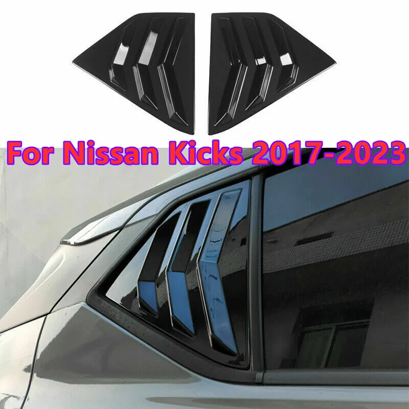 

For Nissan Kicks 2017-2024 Glossy Black Side Vent Window Scoop Louver Cover Trim