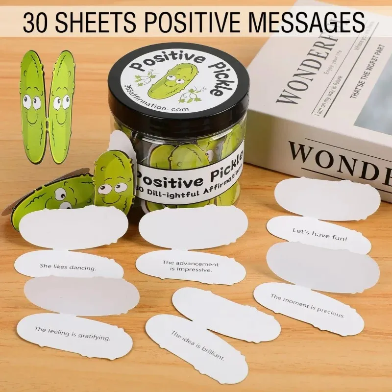 Positive Pickle Emotional Support Affirmation Cards in Jar-30/60 Unique Motivational Quotes,Mental Health Gifts Cheer Up Friends